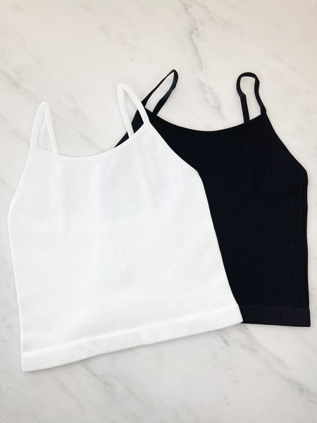 Chelsea Ribbed Crop Tank - White